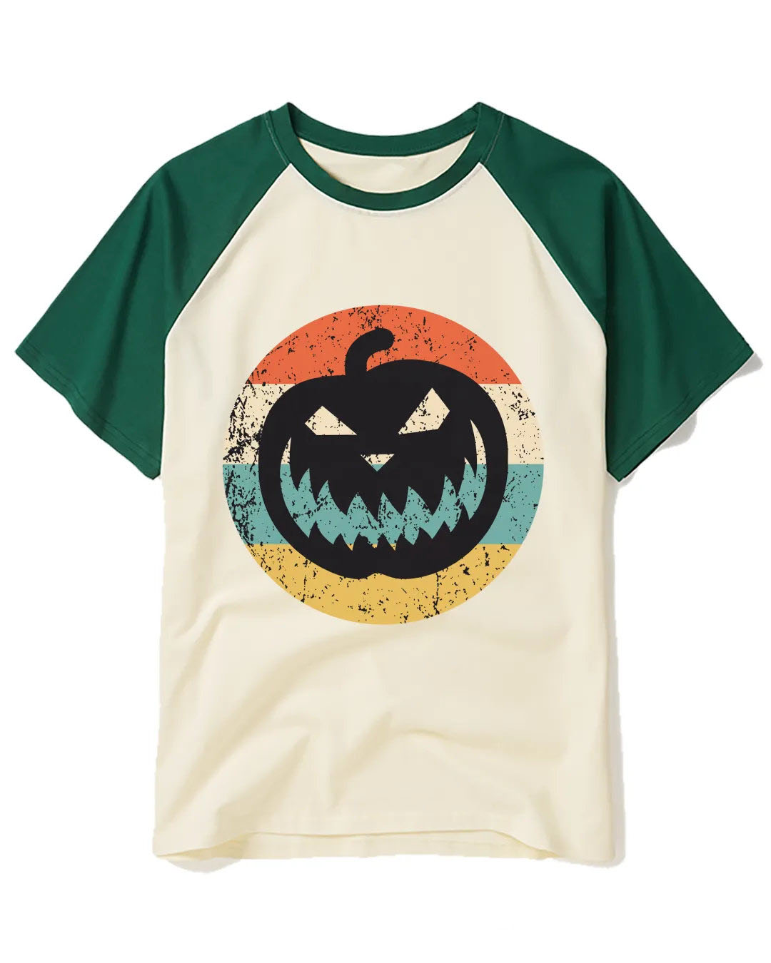 Jack-O-Lantern Pumpkin Icon 1990s Raglan Baseball T-Shirt