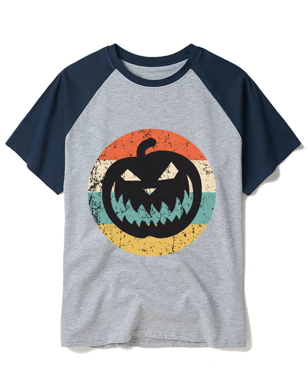 Jack-O-Lantern Pumpkin Icon 1990s Raglan Baseball T-Shirt