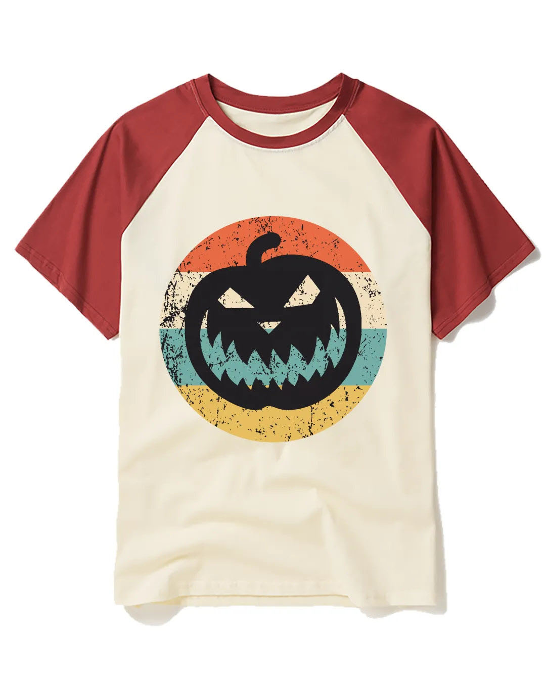 Jack-O-Lantern Pumpkin Icon 1990s Raglan Baseball T-Shirt