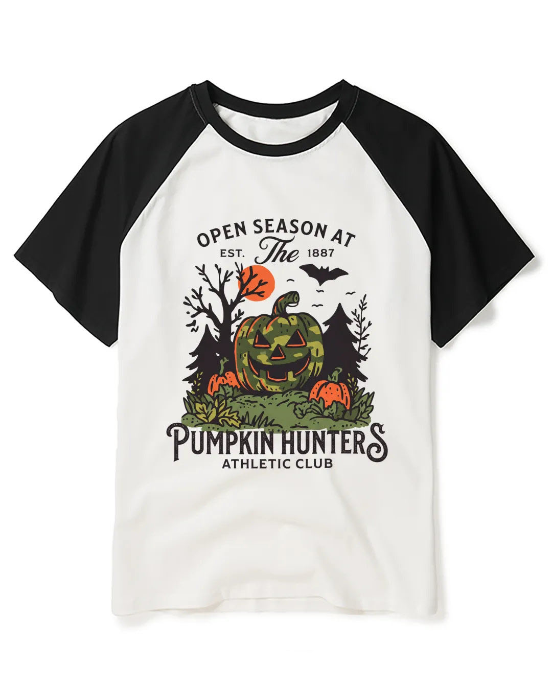 Pumpkin Hunters Jack-O'-Lantern Raglan Baseball T-Shirt