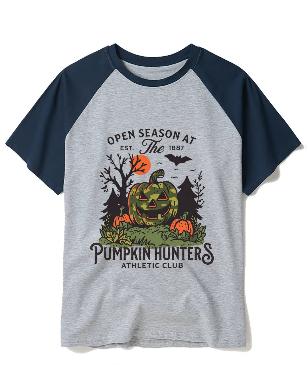 Pumpkin Hunters Jack-O'-Lantern Raglan Baseball T-Shirt