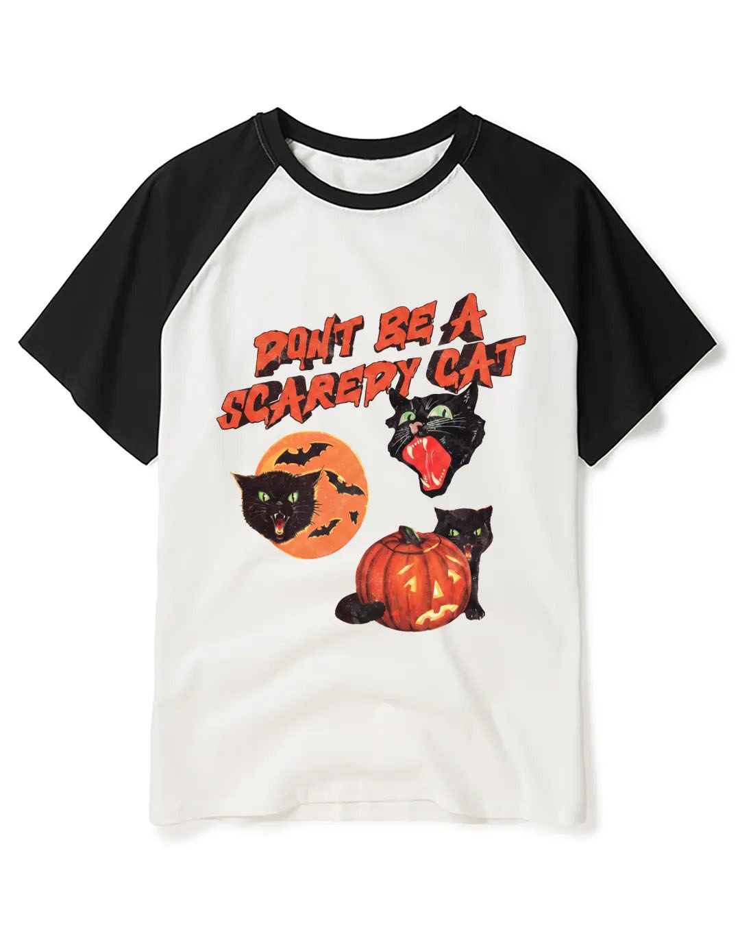 Don’t Be a Scaredy Cat Raglan Baseball T-Shirt