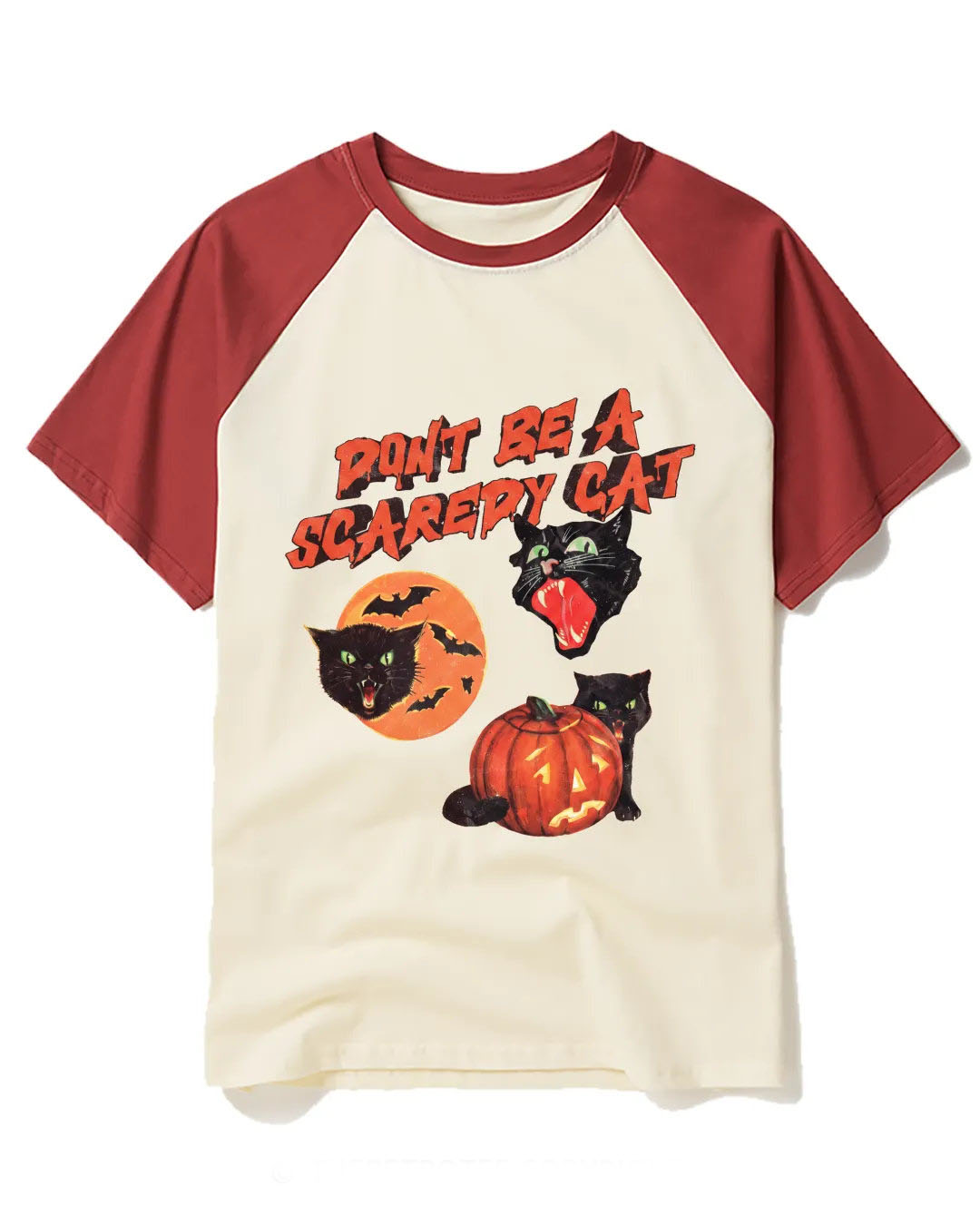 Don’t Be a Scaredy Cat Raglan Baseball T-Shirt