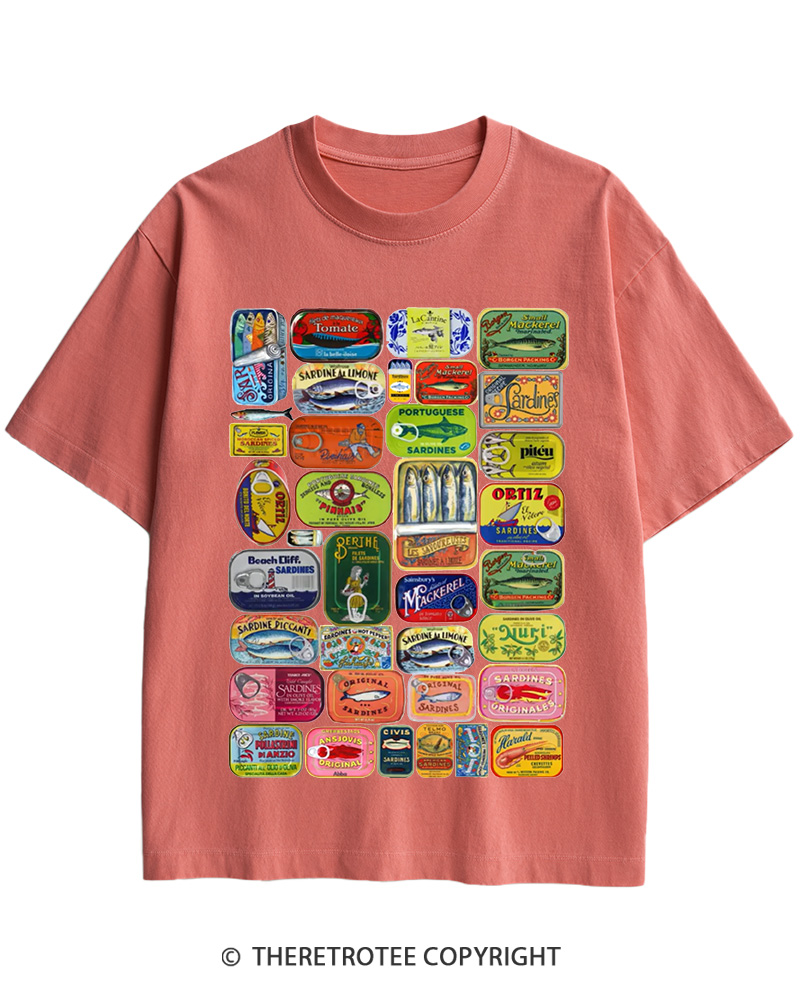 Tinned Fish 1960s Cotton T-Shirt image 8