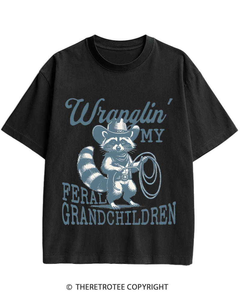 Raccoon Feral Grandchildren 1940s Cotton T-Shirt image 2