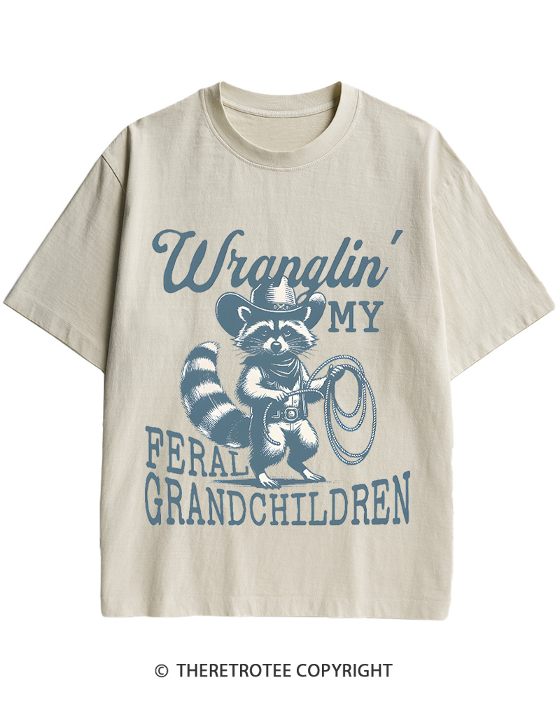 Raccoon Feral Grandchildren 1940s Cotton T-Shirt image 1
