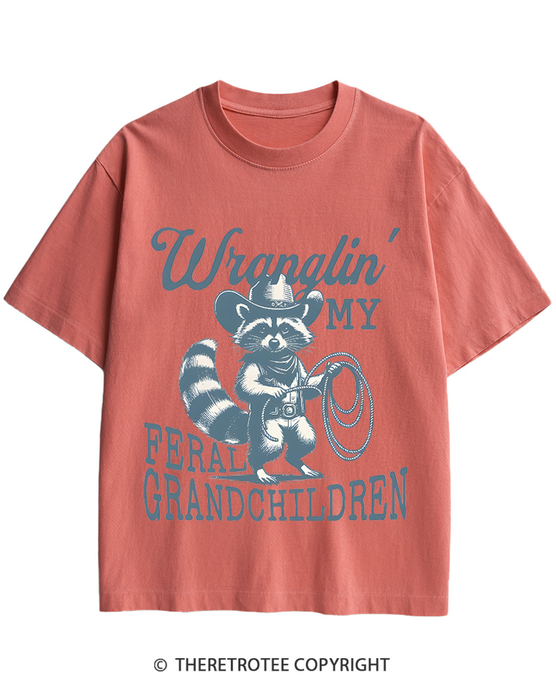 Raccoon Feral Grandchildren 1940s Cotton T-Shirt image 3