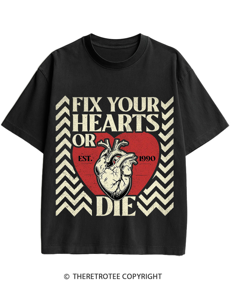 Fix Your Hearts Or Die 1990 Cotton T-Shirt image 6