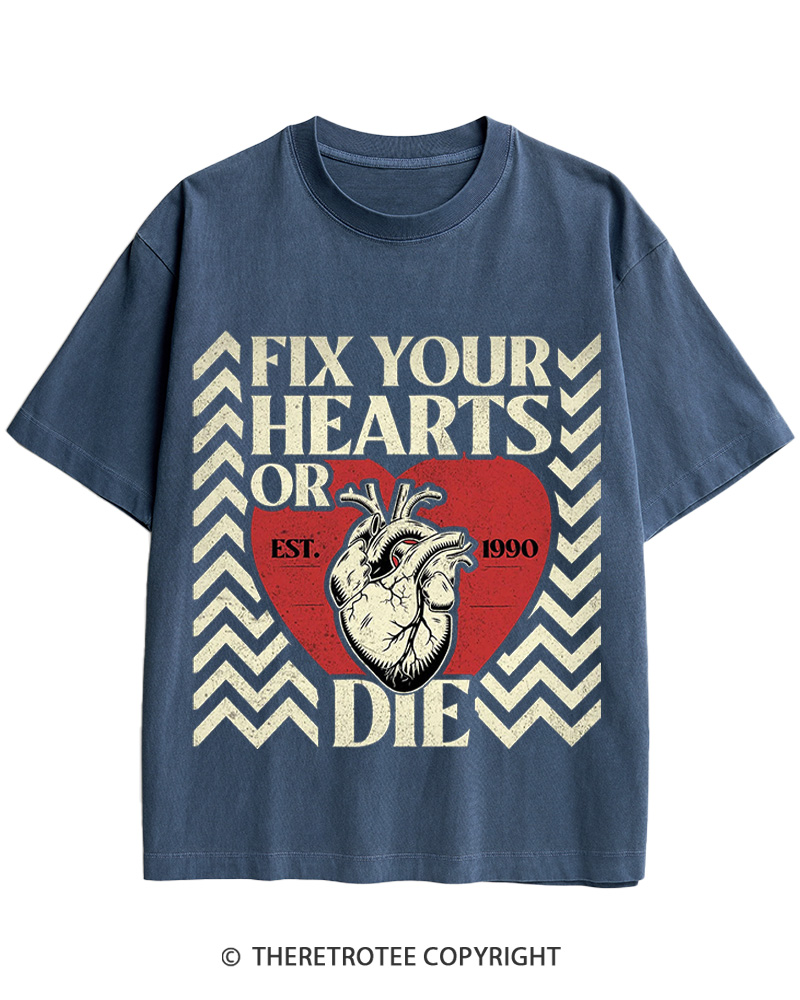 Fix Your Hearts Or Die 1990 Cotton T-Shirt image 5