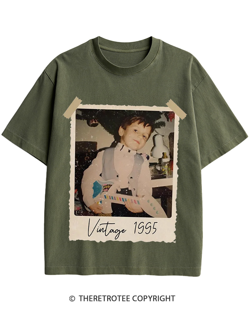 Custom Vintage Photo And Year Cotton T-Shirt image 2