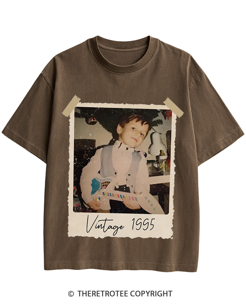 Custom Vintage Photo And Year Cotton T-Shirt image 1