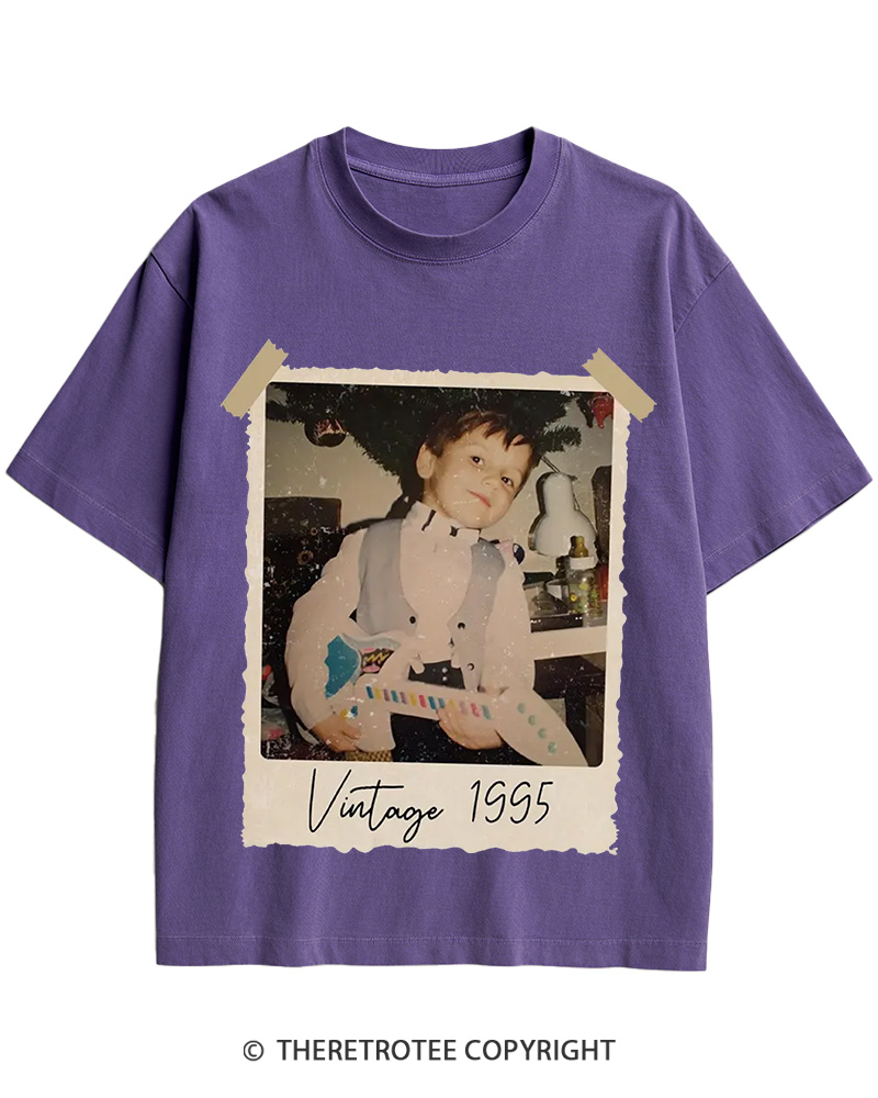 Custom Vintage Photo And Year Cotton T-Shirt image 3