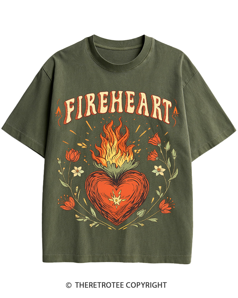 Fire-heart 1950s Cotton T-Shirt image 2