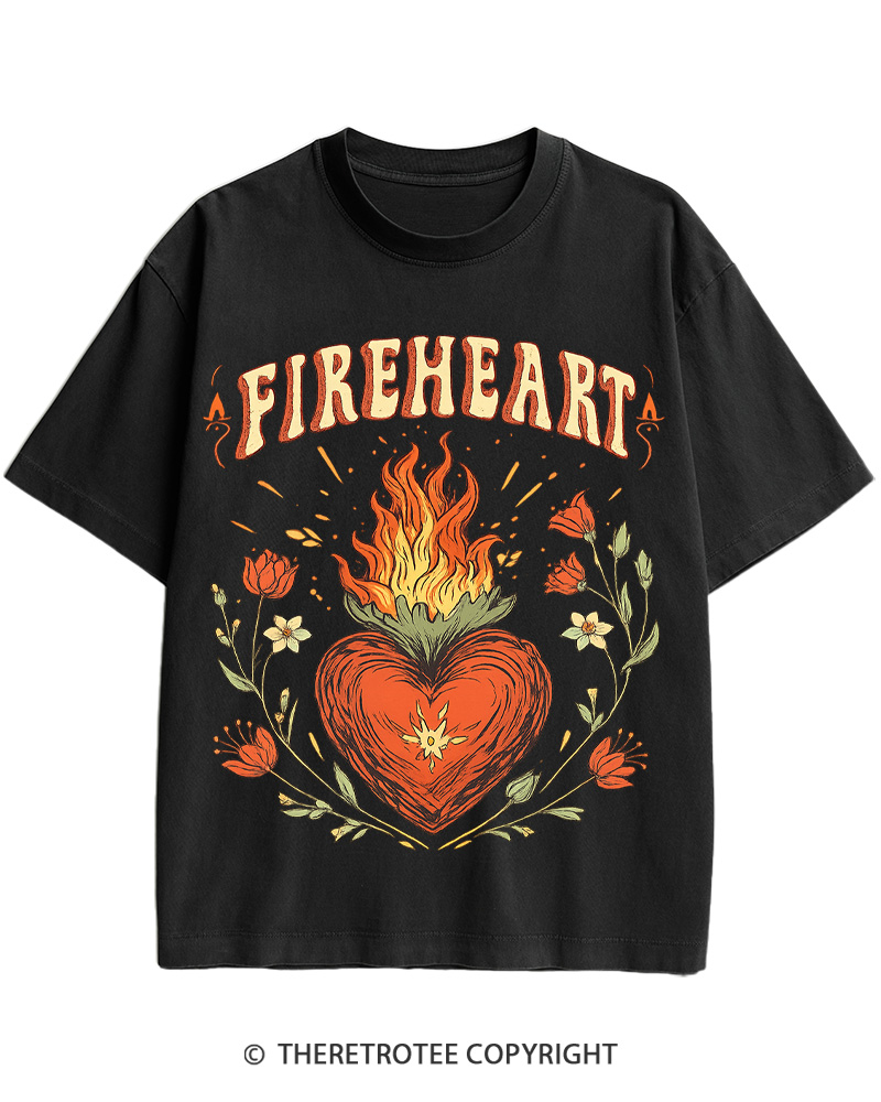 Fire-heart 1950s Cotton T-Shirt image 1