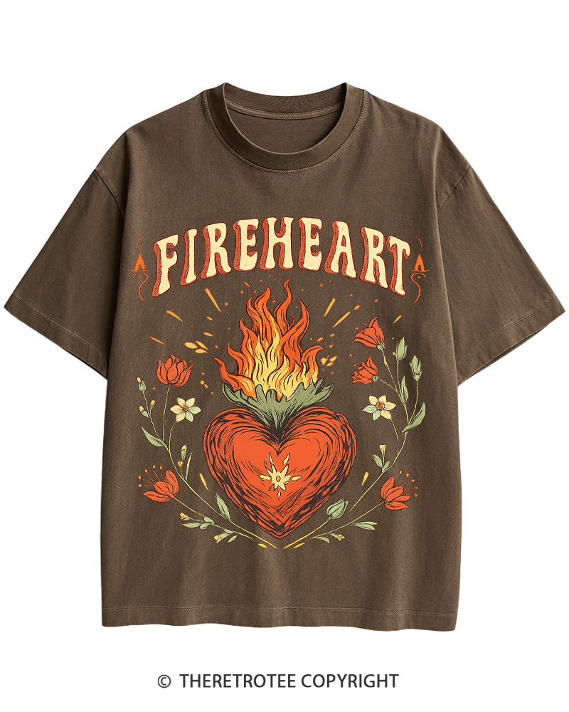 Fire-heart 1950s Cotton T-Shirt image 5