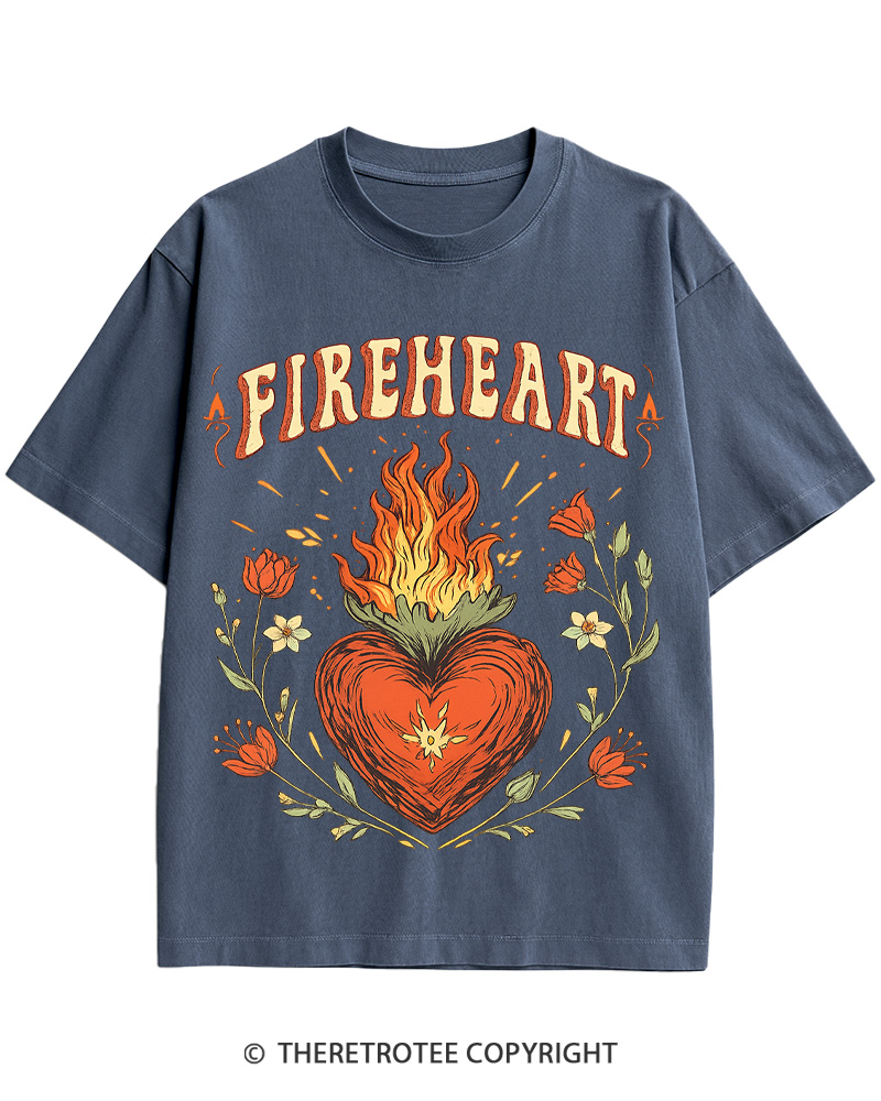 Fire-heart 1950s Cotton T-Shirt image 7