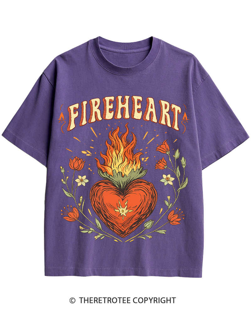 Fire-heart 1950s Cotton T-Shirt image 6