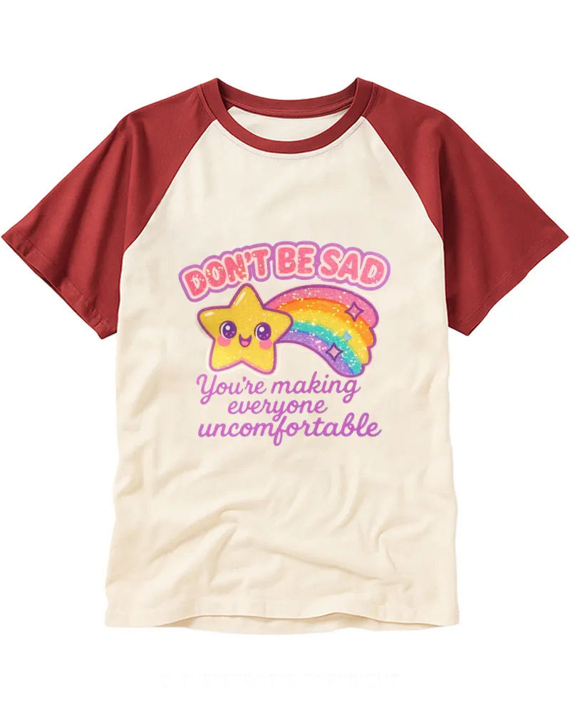 Sarcastic Kawaii Star Rainbow Cotton Raglan T-Shirt