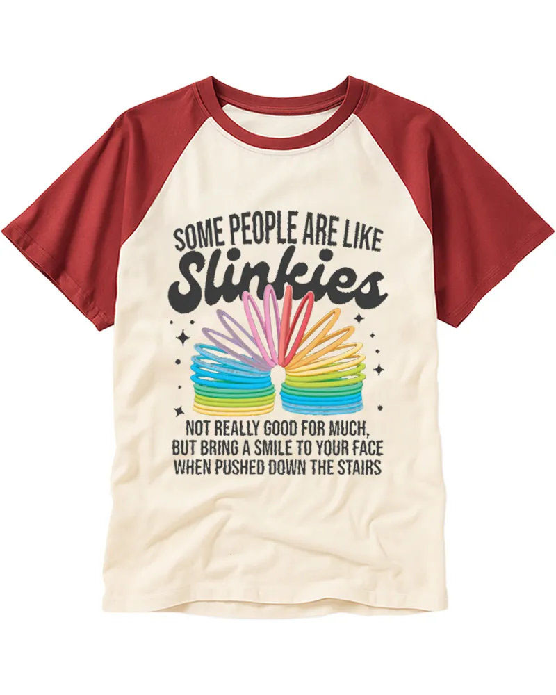 Retro Rainbow Slinky Cotton Raglan Tee