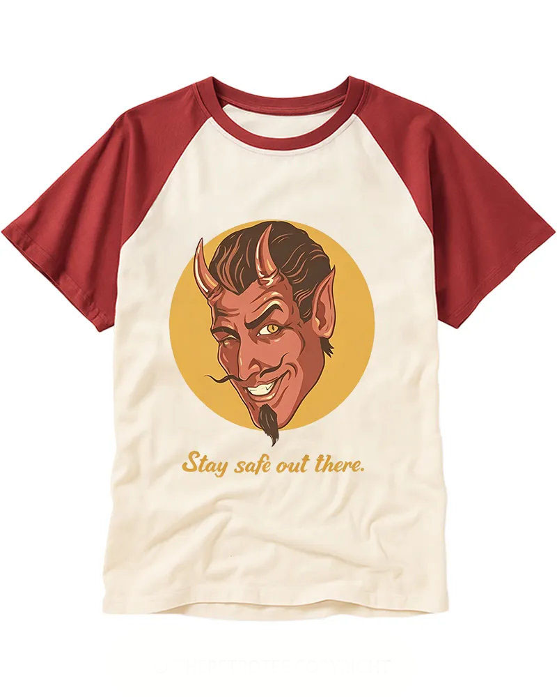 Vintage Cartoon Demon Graphic Baseball Tee