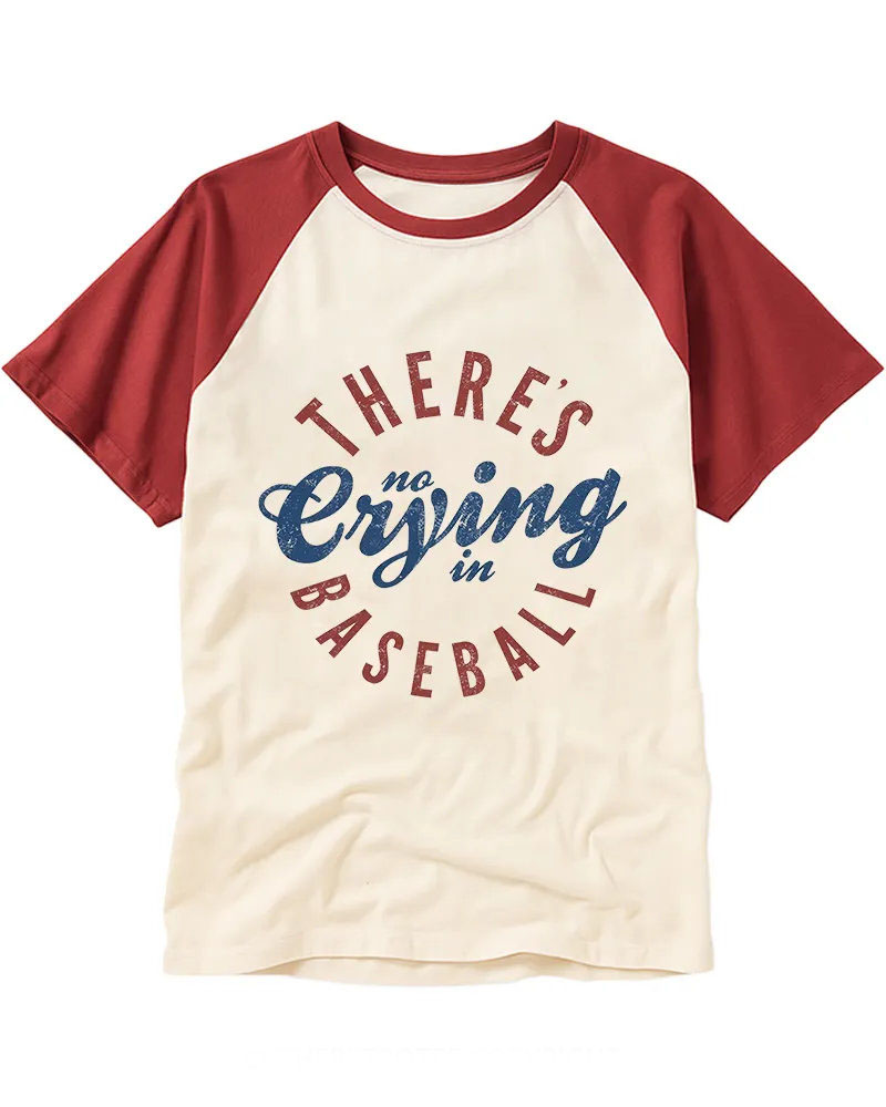 Red Blue Vintage Script Baseball Slogan Raglan Tee