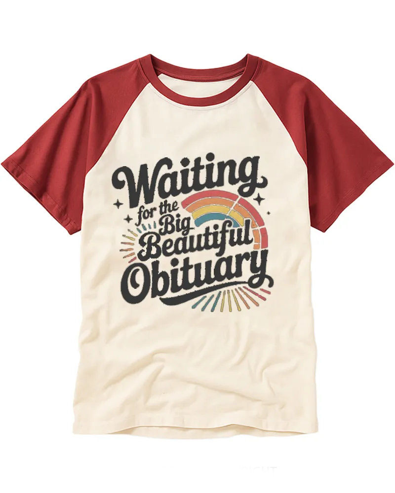 Retro Rainbow Dark Humor Slogan Raglan Tee