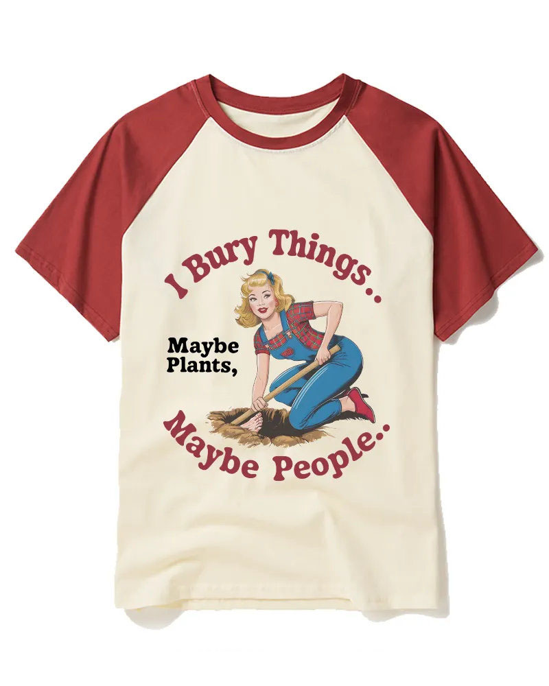 Vintage Sarcastic Gardener Lady Graphic Cotton Raglan T-Shirt