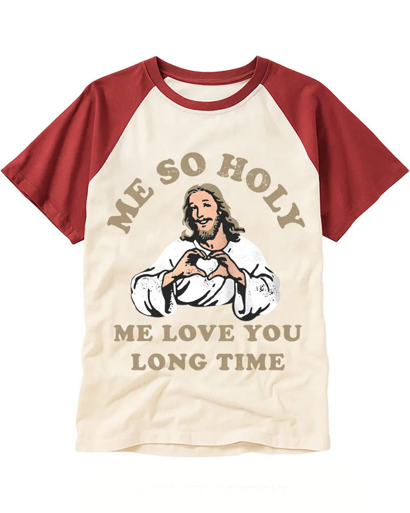 Retro Jesus Heart Hand Graphic Raglan Tee