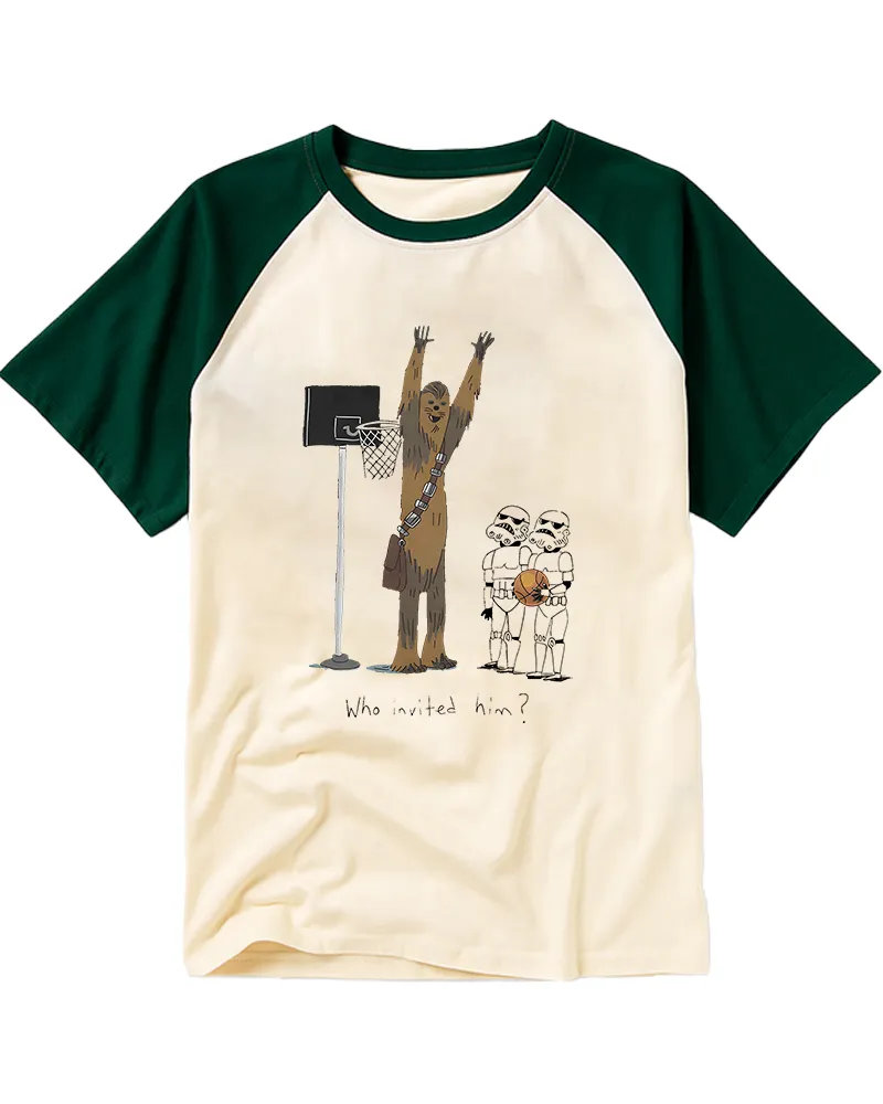 Whimsical Space Creature Sports Cartoon Raglan Tee