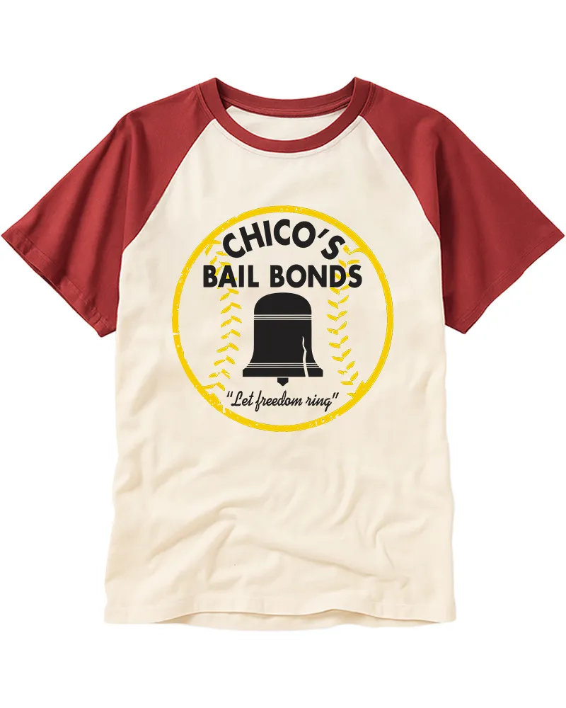 Classic Round Vintage Bell Sport Outline Raglan Tee	