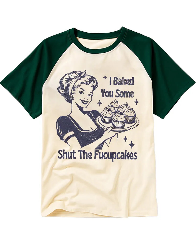 Vintage Sassy Baking Lady Graphic Raglan Tee