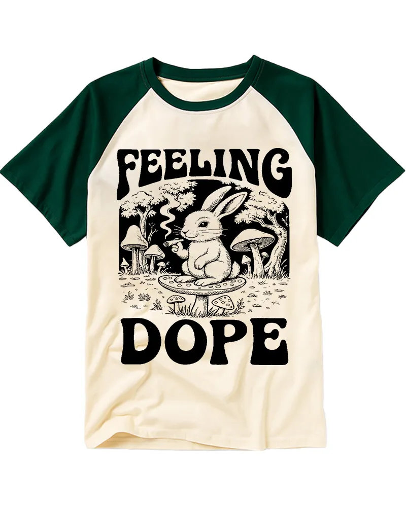 Classic Retro Stoner Rabbit Cotton Raglan Tee