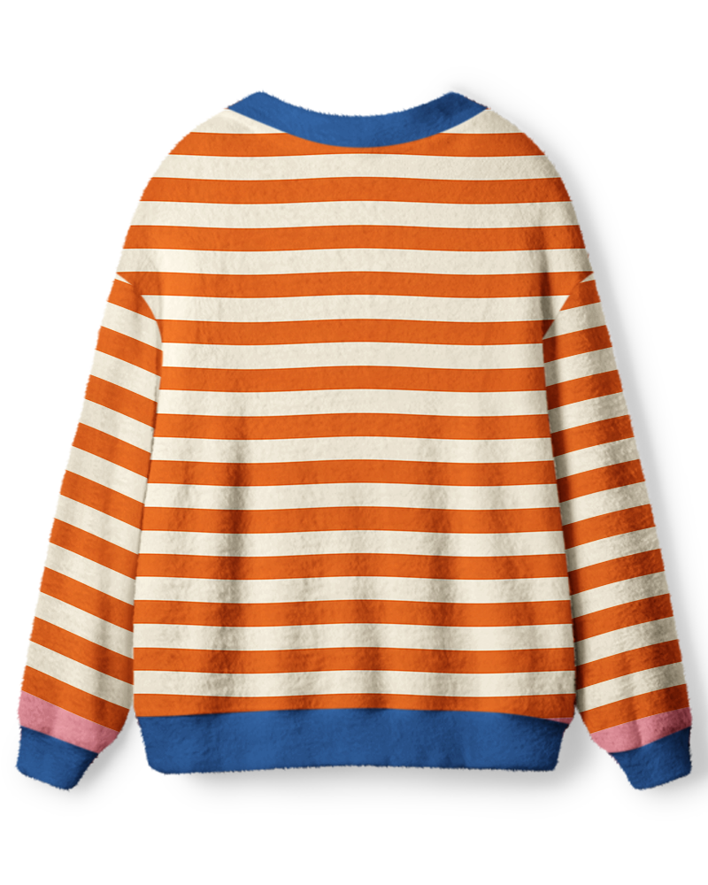 Vintage 1970s Orange Creamsicle Stripe Unisex Cardigan Sweater image 2