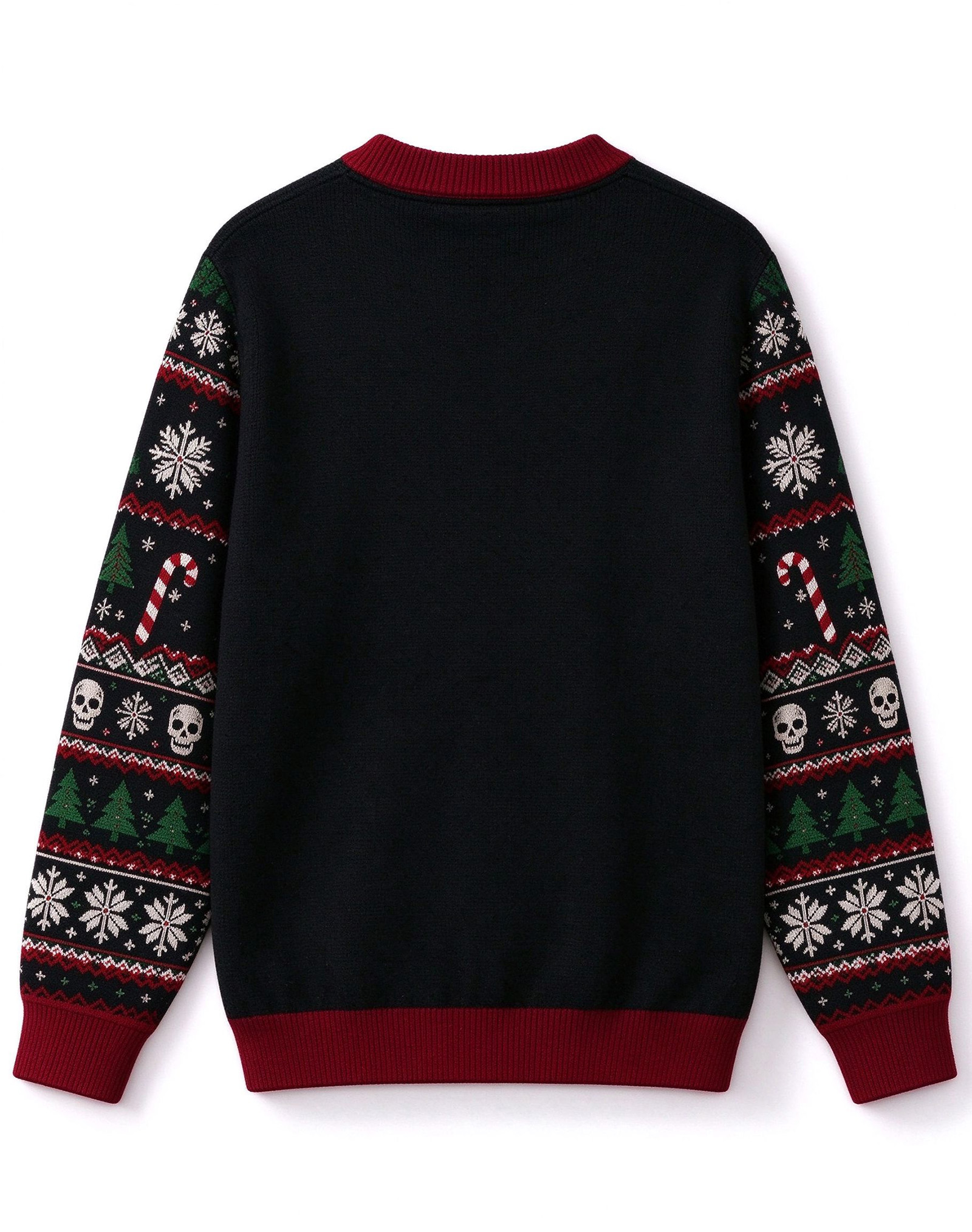 MERRY CHRISTMAS Skeleton Santa Middle Finger Graphic Crew Neck Sweater, Christmas Long Sleeve Pullover