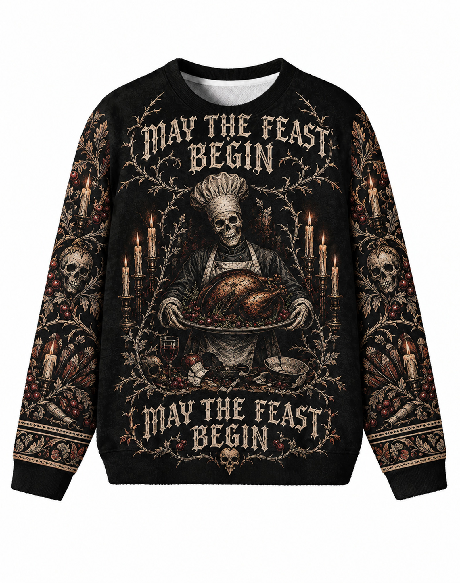 Gothic Thanksgiving May The Feast Begin Skull Sweater