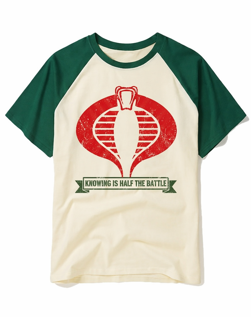 G.I. Joe Cobra "Knowing Is Half the Battle" Distressed Raglan Tee