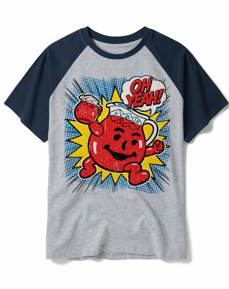 Kool-Aid Man "Oh Yeah!" Comic Pop Art Raglan Tee