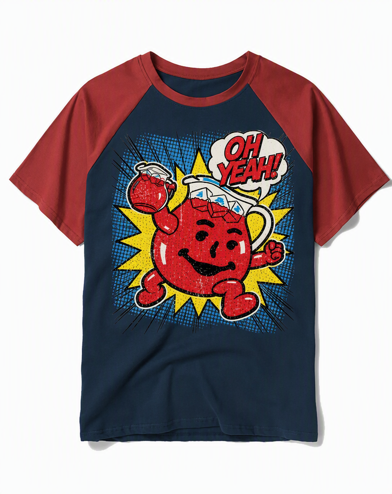 Kool-Aid Man "Oh Yeah!" Comic Pop Art Raglan Tee