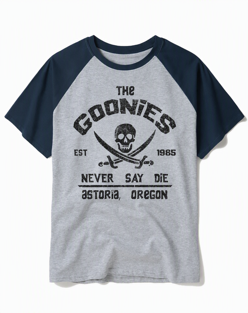 "The Goonies" 1985 Never Say Die Distressed Raglan Tee