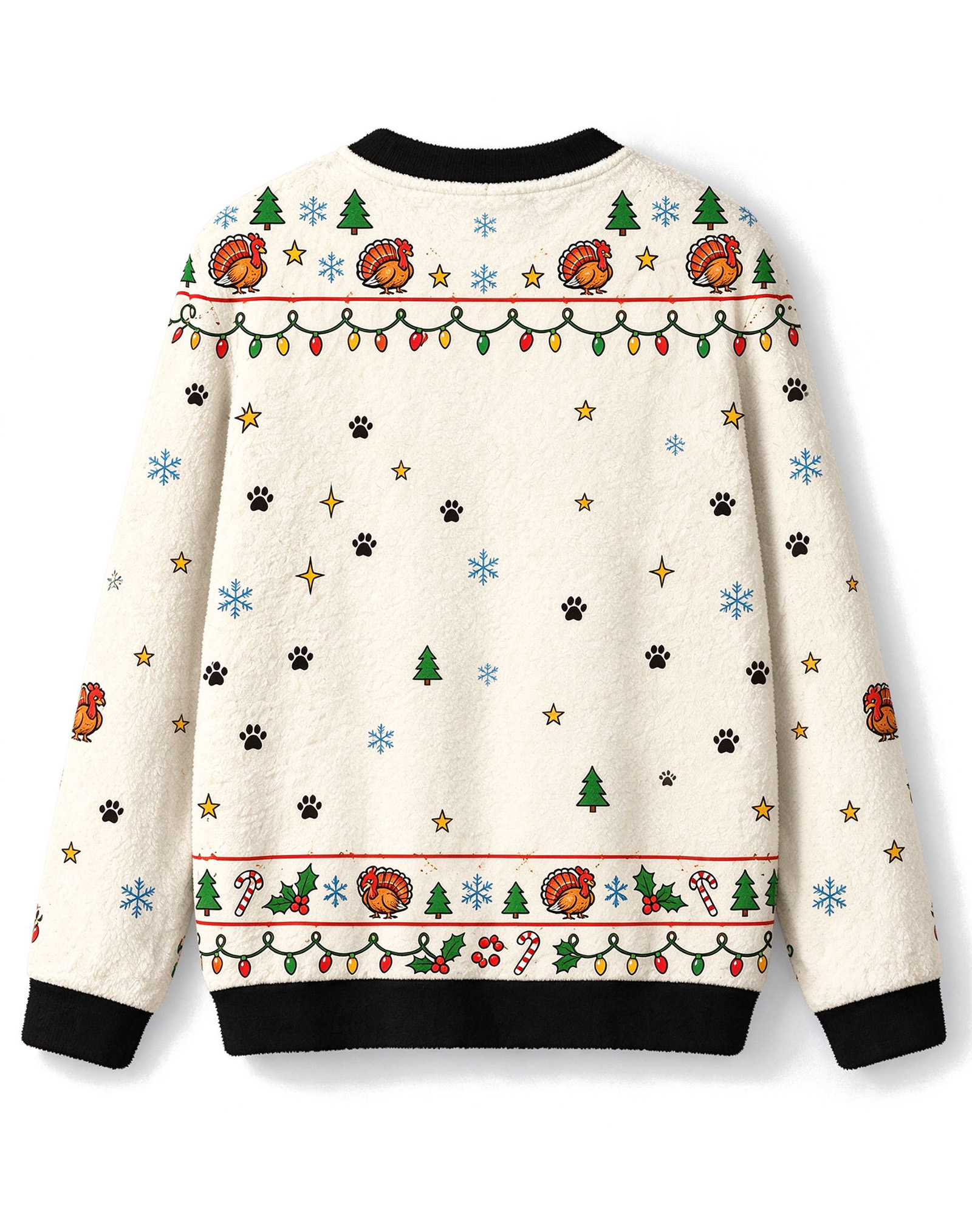 Thanksgiving Christmas Mashup Sweater, Retro Funny Turkey Middle Finger All Over Print Ugly Sweater