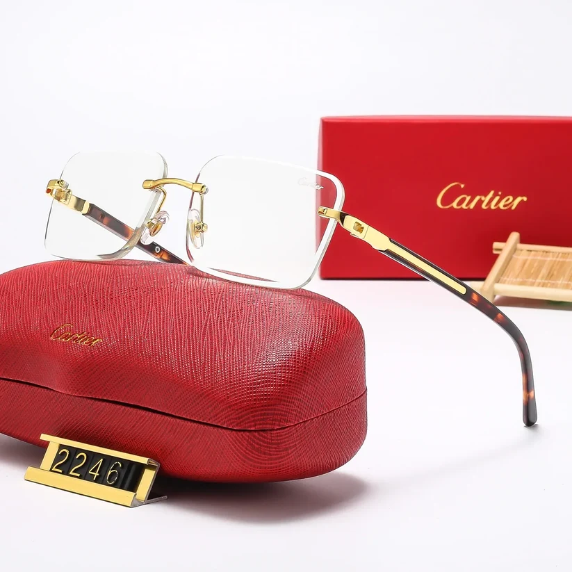 5 Color Luxury Diamond Panther Rimless Sunglasses
