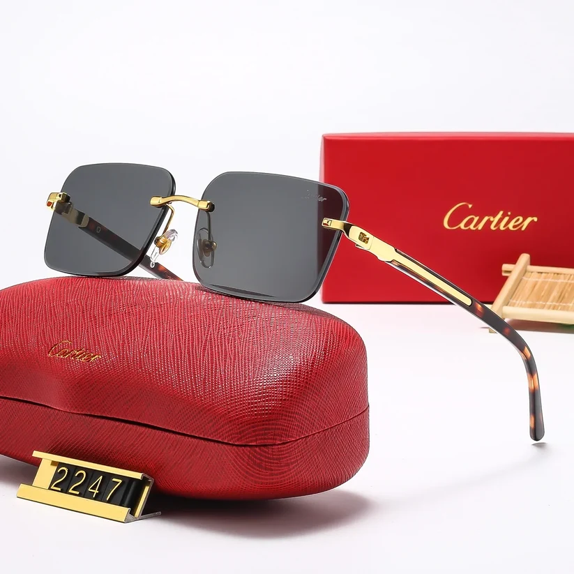 5 Color Luxury Diamond Panther Rimless Sunglasses