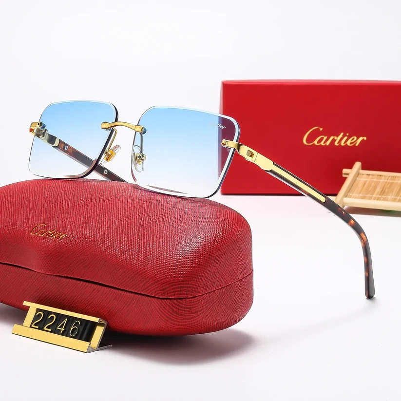 5 Color Luxury Diamond Panther Rimless Sunglasses