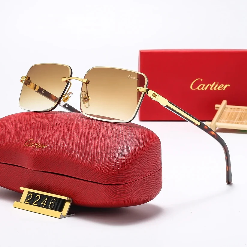 5 Color Luxury Diamond Panther Rimless Sunglasses