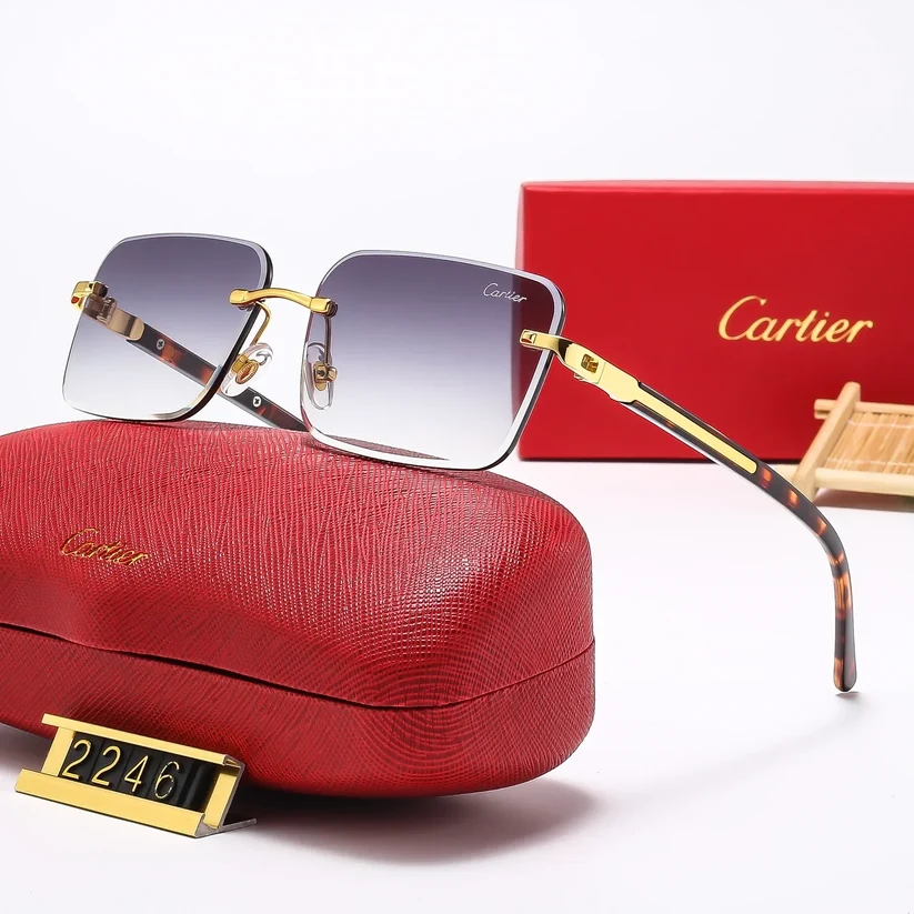 5 Color Luxury Diamond Panther Rimless Sunglasses