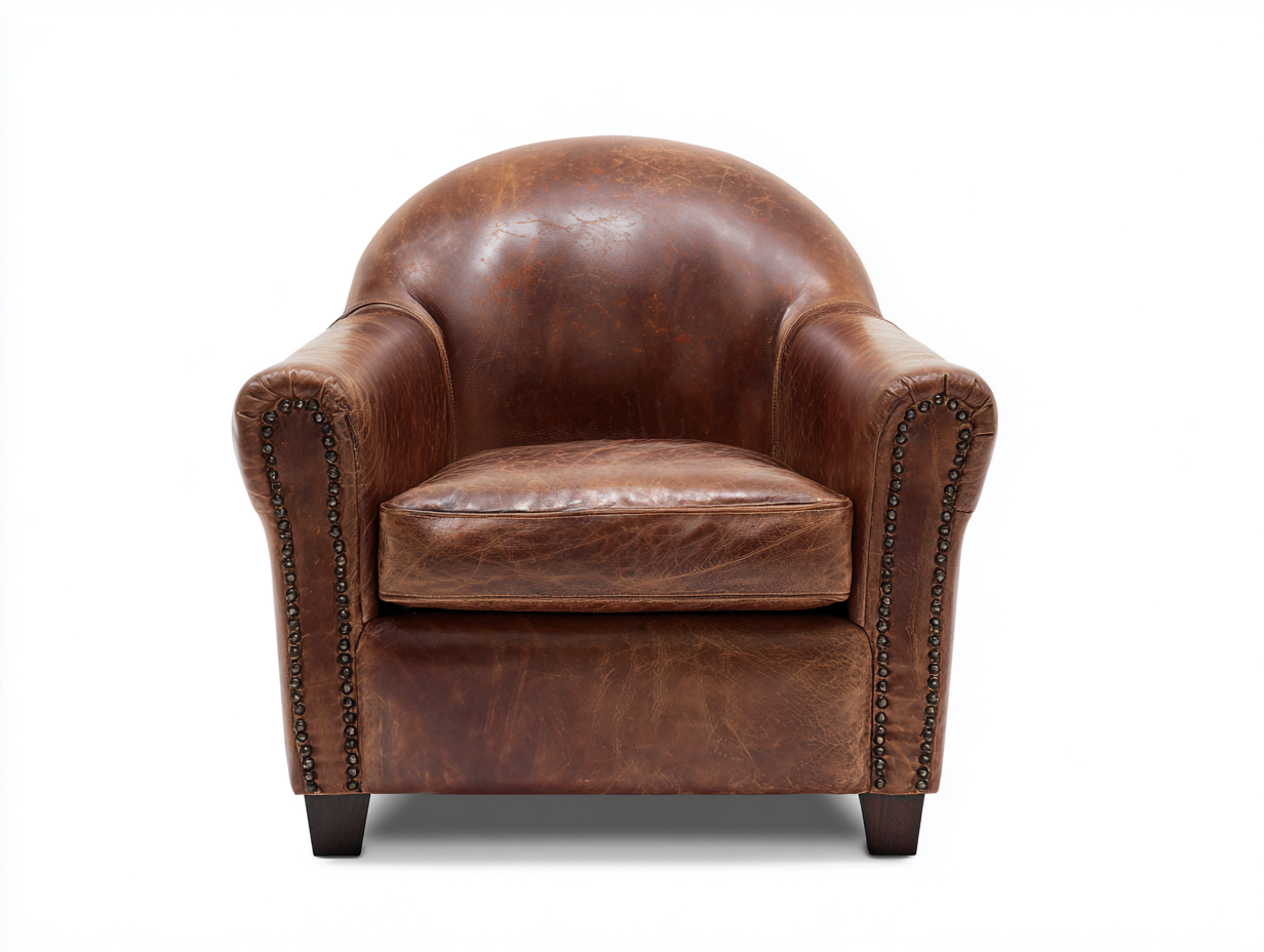 Sessel aus Kunstleder 86x82x78 cm braun für Wohnbereich - klassisches Design-Zaluxtadecor