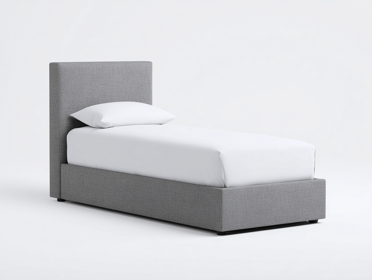 Einzelbett Stoff 205x95x100 cm Grau moderne Schlaflösung-Zaluxtadecor