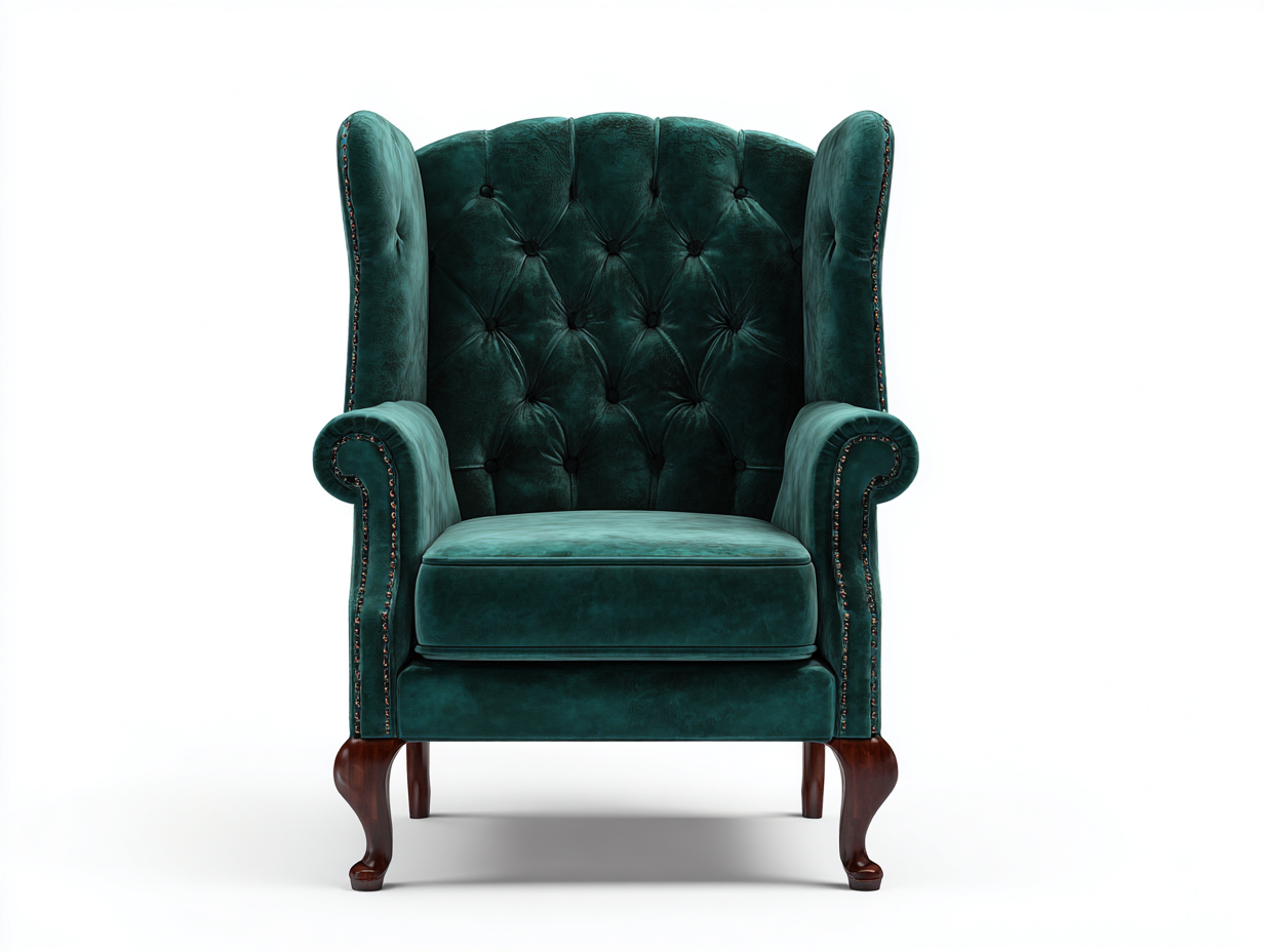 Ohrensessel Samtstoff 84x90x112 cm - blaugrün - für Wohnzimmer - klassisches Chesterfield Design-Zaluxtadecor