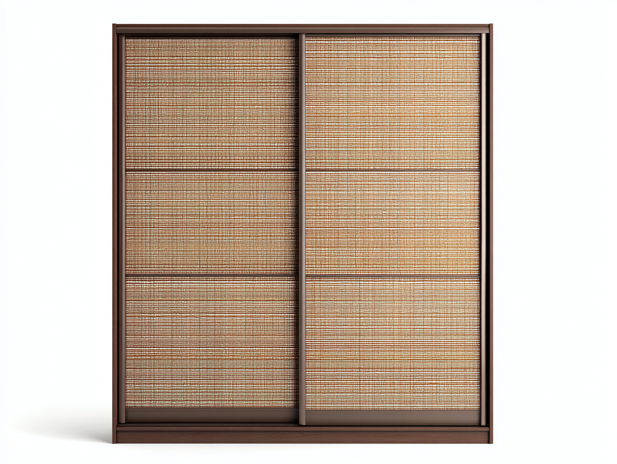 Kleiderschrank Holzwerkstoff 160x60x220 cm Braun-Natur mit 2 Schiebetüren im Japandi Stil-Zaluxtadecor