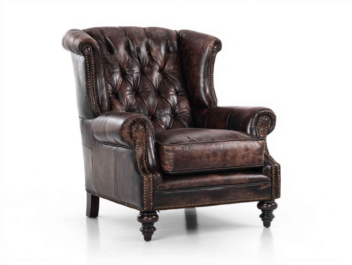 Ohrensessel Kunstleder 86x92x110 cm Braun Klassisches Design-Zaluxtadecor